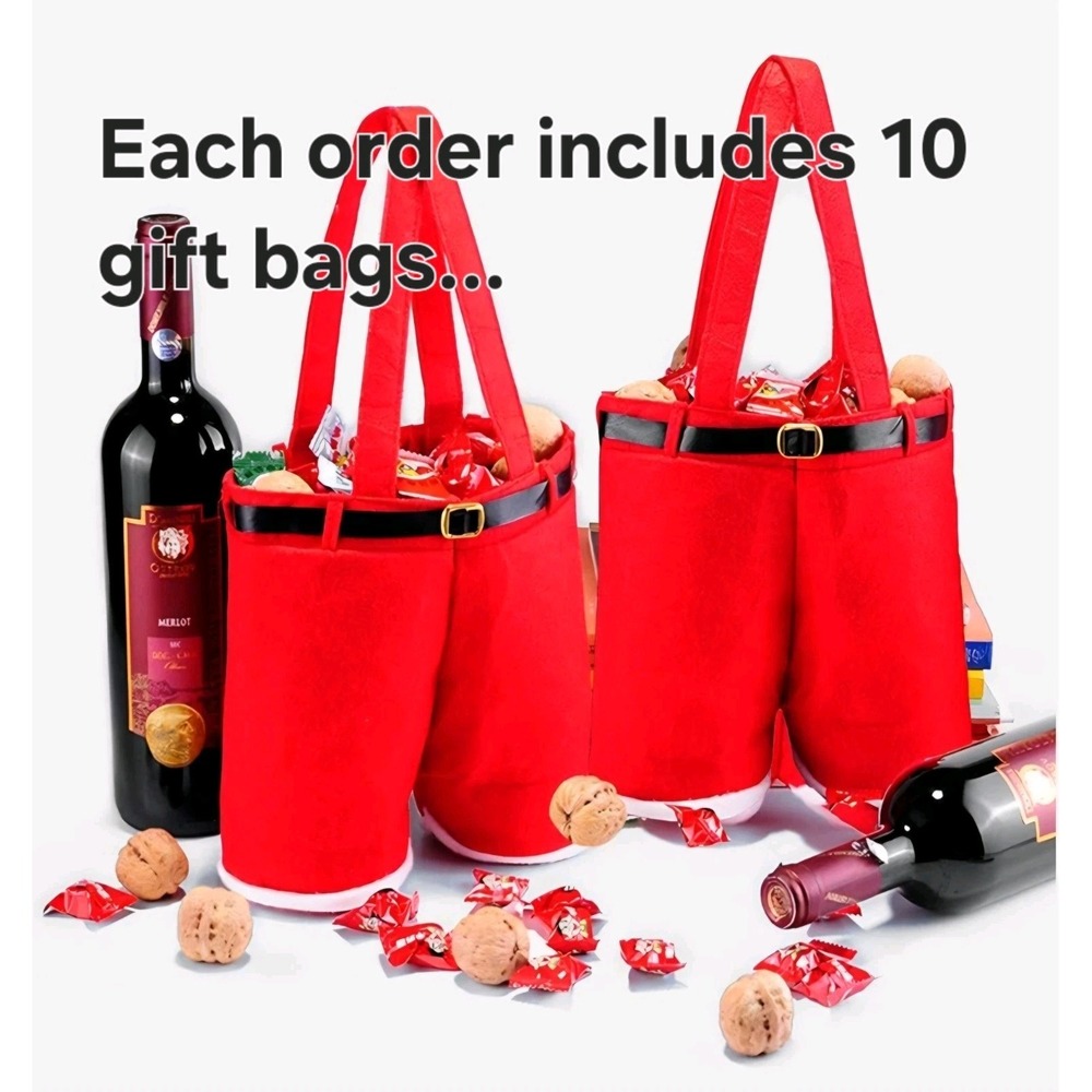 10PCS Christmas Decorations Gift Bags For Wine Bottles, Candy, Small Gifts